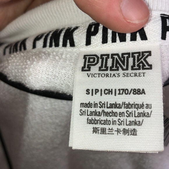PINK Victoria’s Secret white and gray sweatshirt off the shoulder size small​​ - Picture 4 of 5